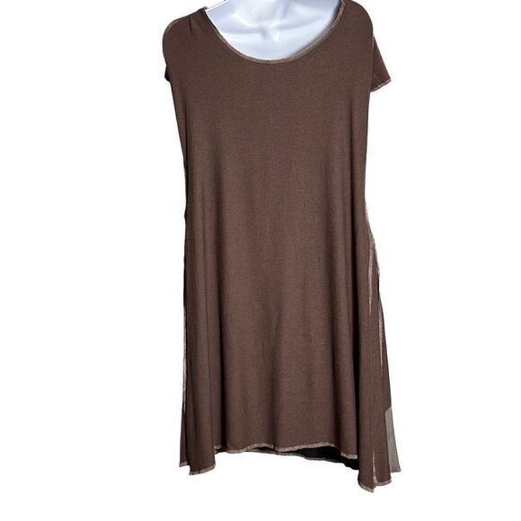 Brown Dress Asymmetrical pattern L/XL - Picture 2 of 5